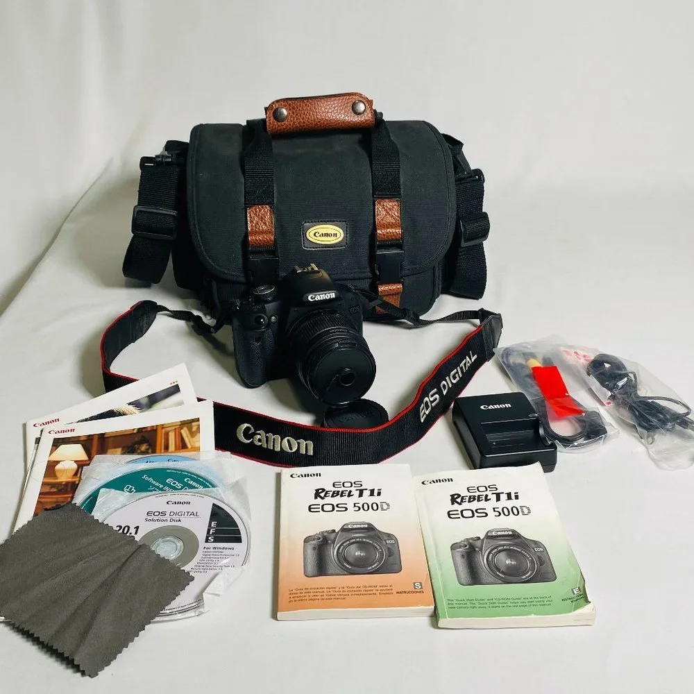Canon EOS Rebel T1i EOS 500D 15.1MP Digital SLR Camera EFS 18-55mm Lens BUNDLE